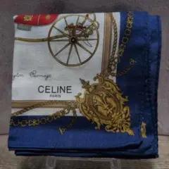 ② CELINE PARIS セリーヌ ハンカチ 大判サイズ ブルー系