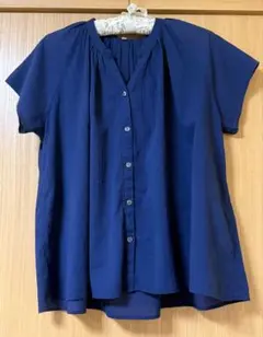 無印良品　強撚ボイル　フレンチスリーブブラウス　Ｌサイズ