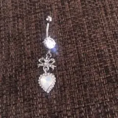 ハート型リボン付きヘソピアス　ボディピアス