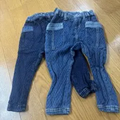 双子セットBREEZEデニム風パンツ 100cm ダークブルー
