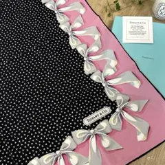 ティファニー　シルクリボンスカーフ　ピンク　ヴィンテージ　Tモチーフ