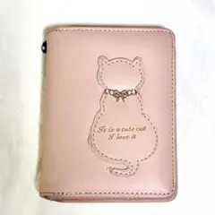 【匿名配送】猫デザイン二つ折りおしゃれ財布 ピンク　女の子