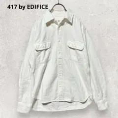 417 by ÉDIFICE コットン ワークシャツ Ｍ ホワイト CPOシャツ
