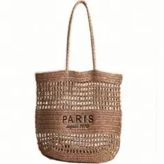 【新品未使用】 H&M ラフィア ストローバッグ カーキ