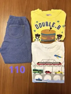 【ミキハウス他】 ロンT2枚➕ズボンセット110