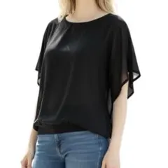 【未使用】Kayiyasu シフォン袖ブラウス 黒 L