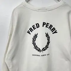 FREDPERRY BEAMS フレッドペリー　スウェット　刺繍　ホワイト　L