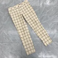 LAUTREAMONT チェック柄 スリムパンツ テーパード ベージュ 38