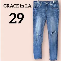 希少✨GRACE in LA【29】スキニーダメージデニム ブルー