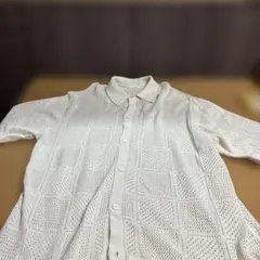 GU 半袖ニットシャツ ホワイト XL