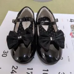 リボン付き黒フォーマルシューズ 18cm