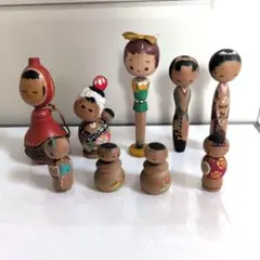 木製こけし　９体セット