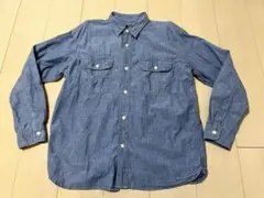 【古着】シャンブレーワークシャツ デニムシャツ サイズL ブルー