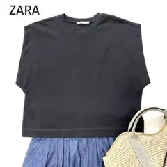 ZARA ザラ ノースリーブ コットンカットソー　ブラック M