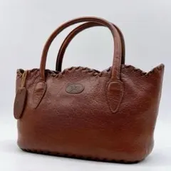 美品 IBIZA オールレザー ハンドバッグ ブラウン 編み込み f924