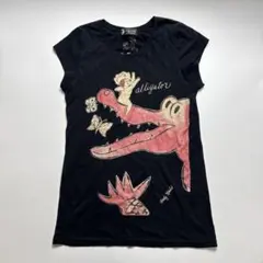 【希少】ヒステリックグラマー×アンディウォーホル ワニ柄 Tシャツワンピース 黒のサムネイル