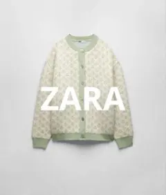 美品　ZARA フラワージャガードニット　カーディガン　ニットコート