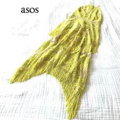 asos 刺繍ドレス ワンピース フリンジ バックオープン