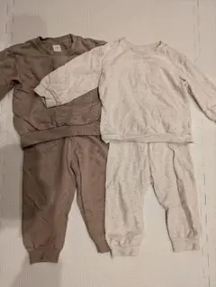 エイチアンドエム　トレーナー・パンツセット 80cm ホワイトメランジ・ブラウン