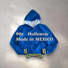 90sメキシコ製Hollowayナイロンパーカー　プルオーバー　アノラック　青