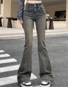 ダークブルー ワイドレッグデニム