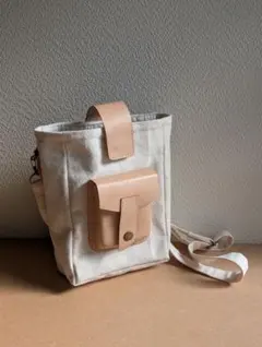帆布ミニショルダー［ヌメ革ポケット付き］
