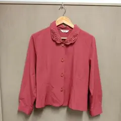 ★日本製★ Joy One レトロ調スカラップ刺繡ブラウス