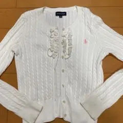 値下げ中★ラルフローレン カーディガン　140 上品　希少⭐︎白×ピンク