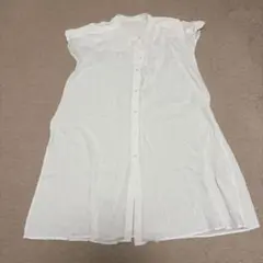 ホワイトノースリーブシャツワンピース