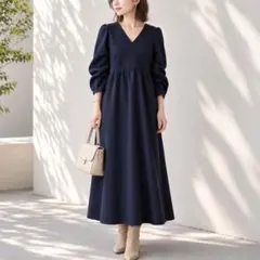 【美品】SHIPS any エア ニードル カシュクール デザイン ワンピース