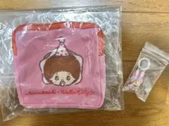ハローキティ×モンチッチコラボ　スクエアポーチ　めじるしアクセサリー　チムたん