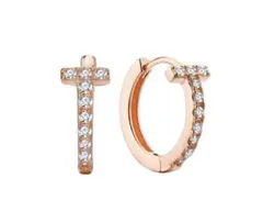 ワンタッチ フープピアス 小ぶり キラキラ キャッチレス ピンクゴールド