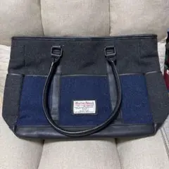 Harris Tweed トートバッグ ダークグレー/ネイビー