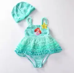 ☆新品　ディズニー　アリエルチュチュ水着 キャップ付き　110cm
