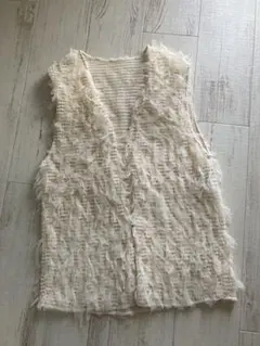 アイボリー フリンジ ベスト