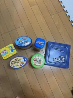 【当時物】ディズニーキャラクター お土産のお菓子空き缶 6個セット　平成レトロ