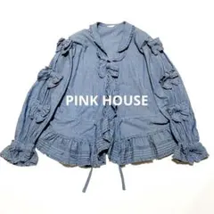 PINK HOUSE デニムカーディガン ジャケット　羽織り　リボン　ピコフリル