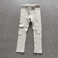 韓国ベビー服　クリーム色リブ編みレギンス　S