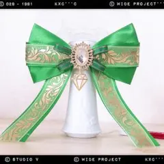 キンブレリボン カラット棒リボン シック柄 グリーン ★ハンドメイド