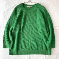 【ホブズ】ニット 綿100％ クルーネック 長袖 無地 カジュアル M