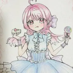 オリジナルイラスト　手描きイラスト 女の子