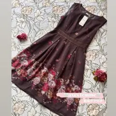 【新品タグ付】アクシーズファム 花柄 ワンピース ブラウン 秋服 森ガール