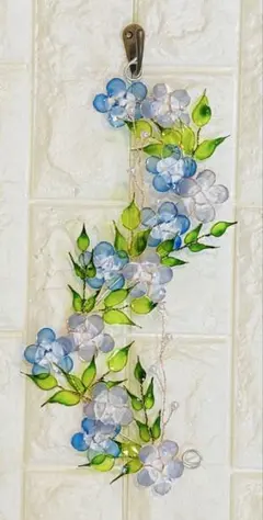 ワイヤークラフト　針金アート　インテリアグリーン　ウォールデコ　ネモフィラ　春