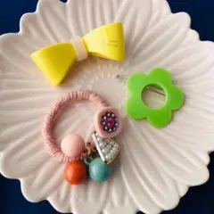 ★No.240★ ヘアピン　ヘアアクセサリー　ヘアクリップ　リボン　花　髪ゴム