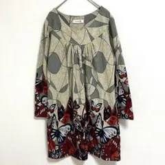 MARIBETTY 総柄 ワンピース 【F】 グレー 蝶々柄