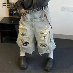 り*ゃ様 50s デニム アートリペア ランチパンツ 雰囲気系 襤褸 - メルカリ