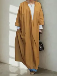 antiqua アンティカ ロングココート キャメル 　体系カバー