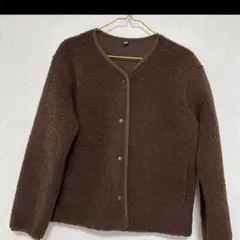 ブラウン フリースジャケット 長袖 ボタン付き