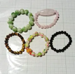 ⋆꙳꒰ঌ(空)໒꒱·̩͙⋆ハンドメイド天然石ブレスレットの5点セット