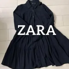 ✨ZARA黒 シャツワンピース 長袖 ティアード